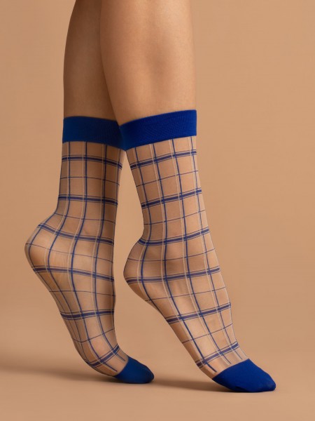 Fiore - Tenké ponožky s kostkovaným vzorem