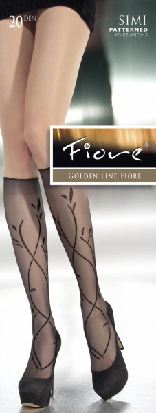 Fiore - Floral pattern knee highs Simi 20 denier