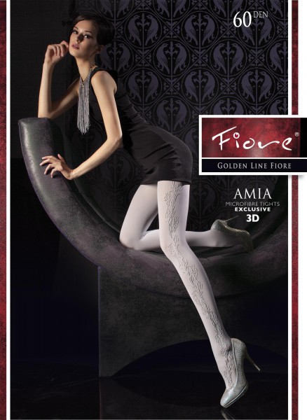 Fiore Amia - Neprůhledné Květinový vzor punčocháče