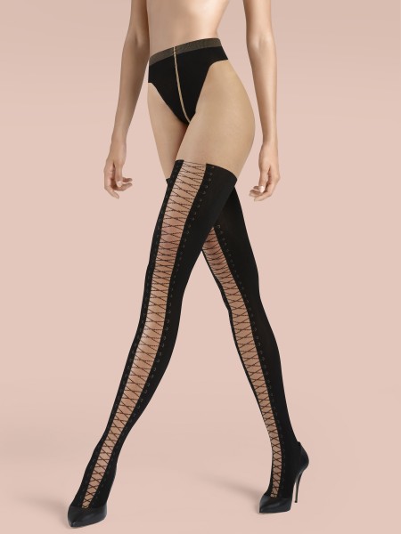 Claudia Schiffer Legs KUNERT de Luxe Laced - Mock Lace Up Tights