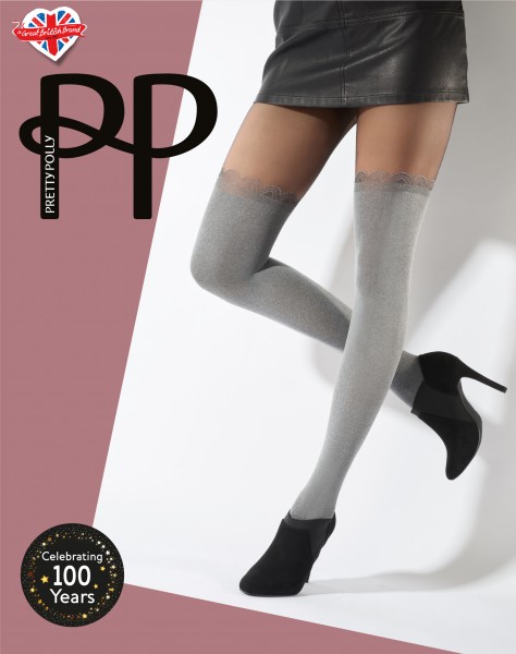 Pretty Polly Soft Grey Over The Knee Tights