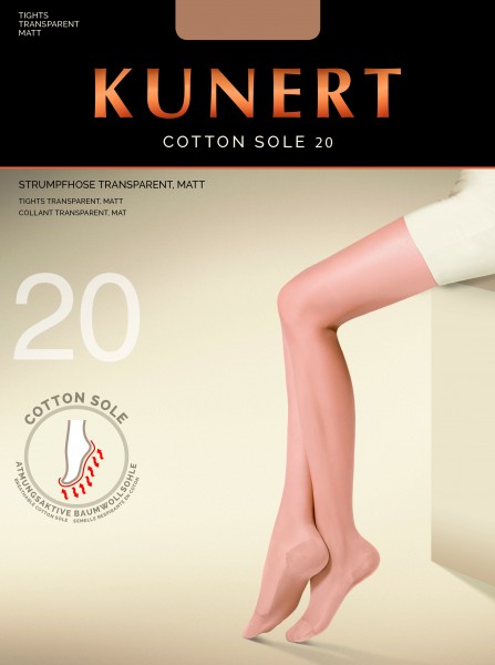 Kunert Cotton Sole 20 - Matné punčochové kalhoty 20 denier s bavlněnou podrážkou