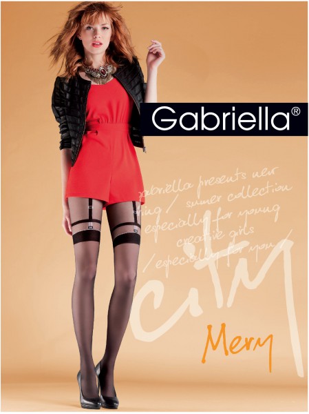 Gabriella - Stylový vzor mock podvazkové punčocháče Mery