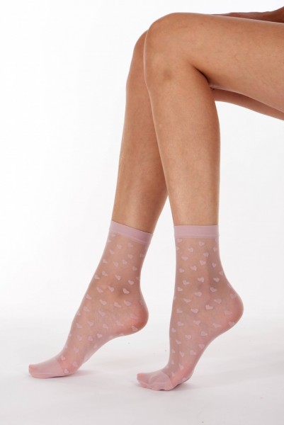 Pretty Polly Sheer Heart Anklet - Tenké ponožky se srdíčky