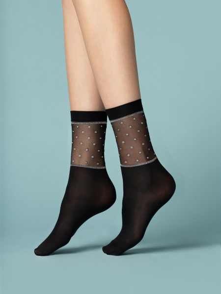 Fiore - Opaque long socks with lurex polka dots