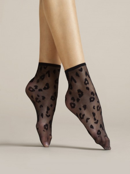 Fiore - Tenké ponožky s leopardím vzorem