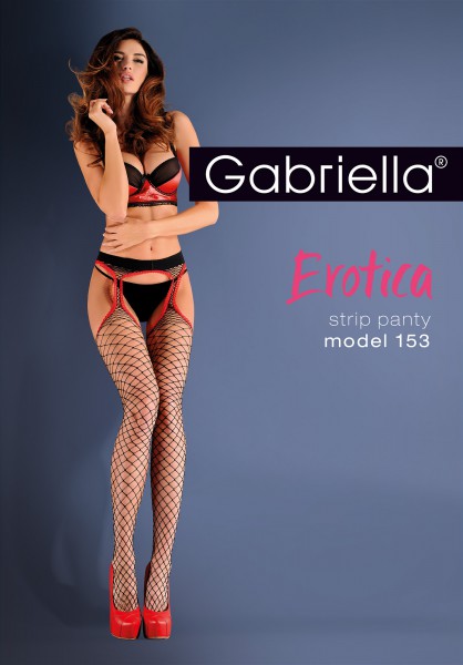 Gabriella Strip Panty - Smyslný síťované podvazkové punčocháče