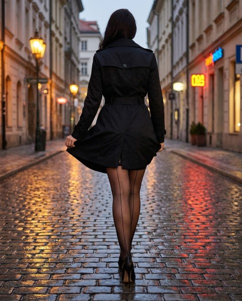 Glamory Couture - 20 DEN elegantní punčochy plus size samodržící punčochy se zadním švem a krajkovým lemem