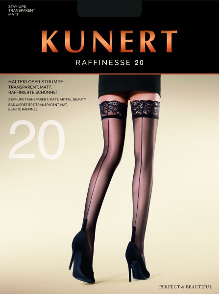 Kunert Raffinesse - Samodržicí punčochy se zadním švem a s krajkou