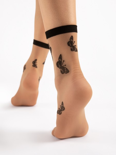 Fiore - Tenké ponožky s motivem motýla