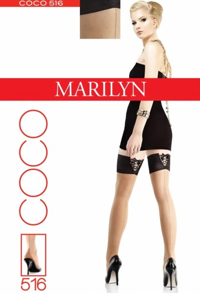 Marilyn - Back seam hold ups with sensuous top Coco 20 denier 
