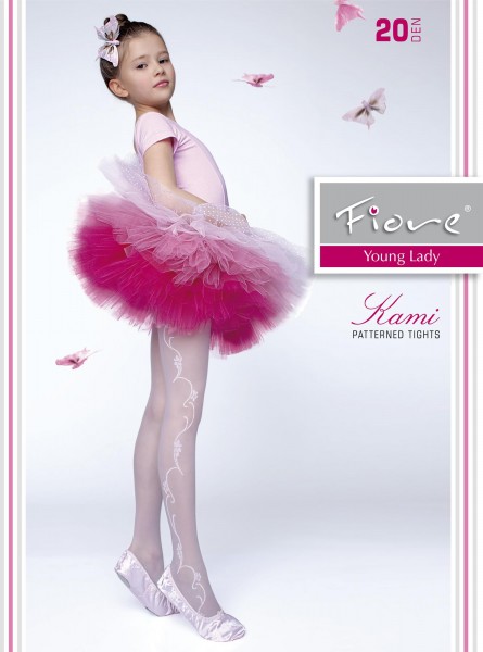 Fiore - Elegantní dětské punčocháče s květinovým vzorem Kami 20 denier