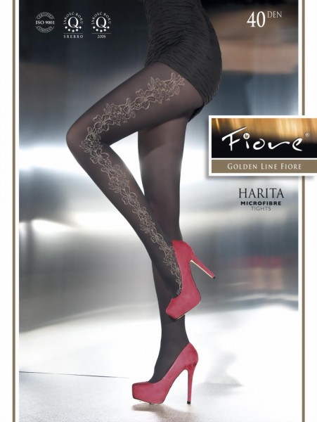 Fiore - Elegant tights with flower pattern Harita 40 DEN