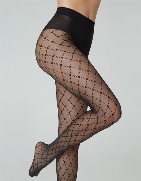 Cette - 20 denier diamond pattern tights made from high-quality, eco-friendly yarns
